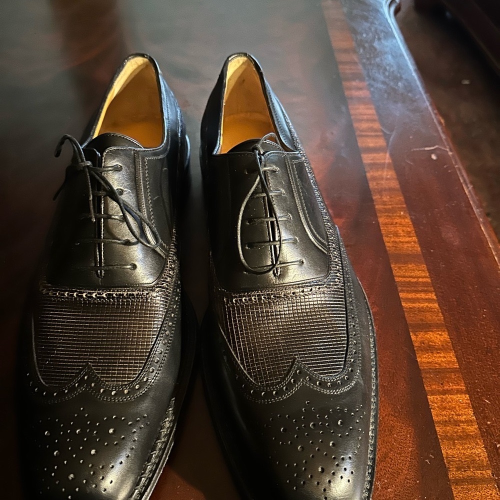Classic Black Leather Men's A TESTONI SHOES
SIZE US 10.5,  EURO SIZE 11.5